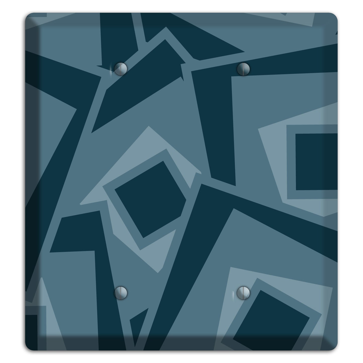 Blue-grey Retro Cubist 2 Blank Wallplate