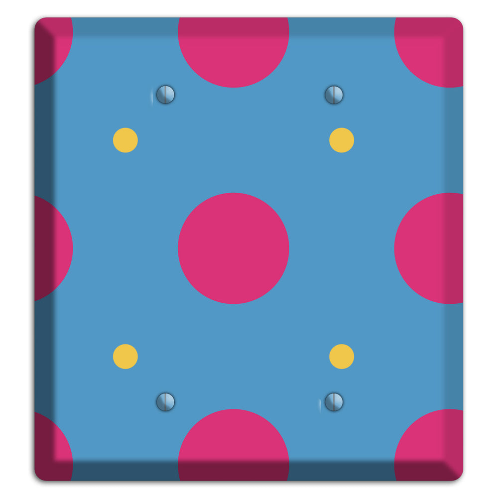 Blue with Pink and Yellow Multi Tiled Medium Dots 2 Blank Wallplate