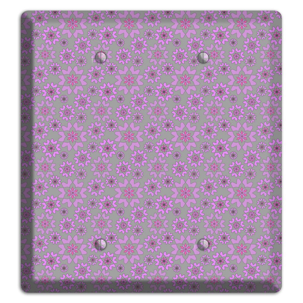 Grey with Tiny Purple Retro Suzani 2 Blank Wallplate
