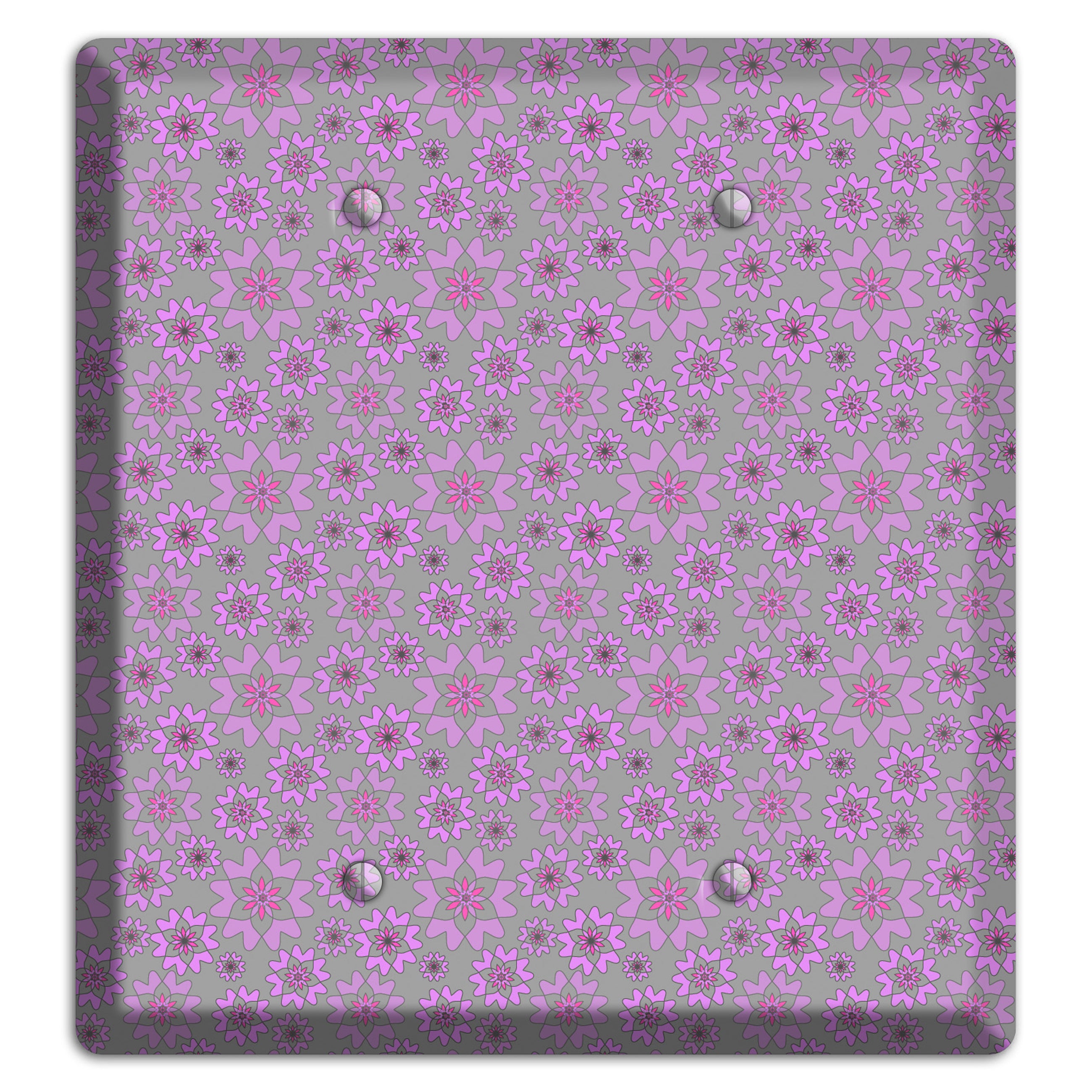 Grey with Tiny Purple Retro Suzani 2 Blank Wallplate