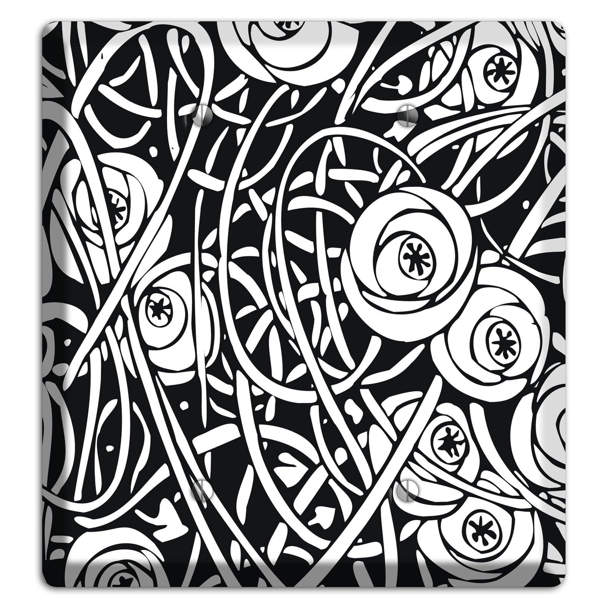 Black and White Deco Floral 2 Blank Wallplate