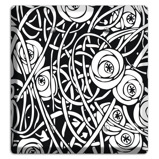 Black and White Deco Floral 2 Blank Wallplate