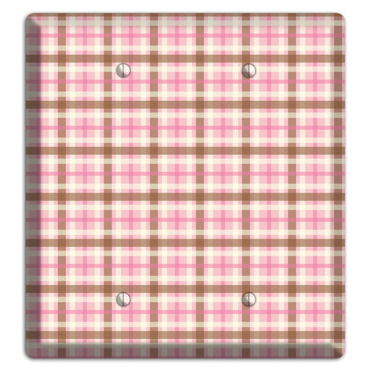 Pink and Brown Plaid 2 Blank Wallplate