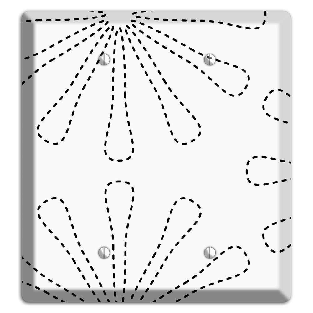 White with Black Retro Stipple Floral Contour 2 Blank Wallplate