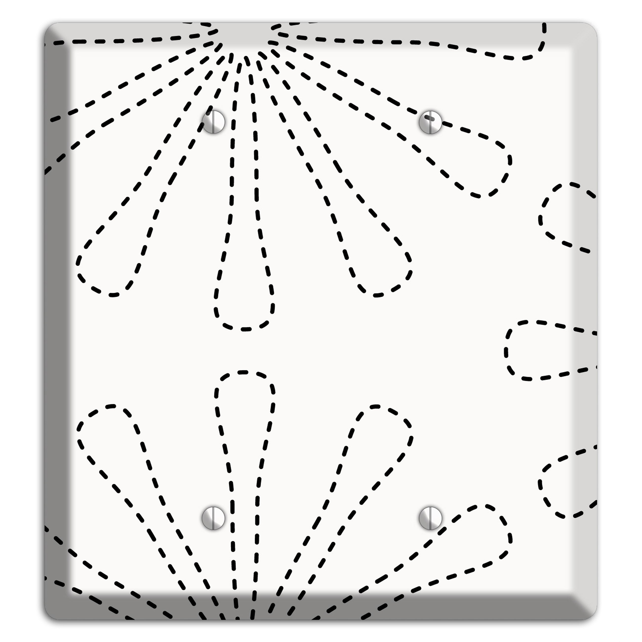 White with Black Retro Stipple Floral Contour 2 Blank Wallplate