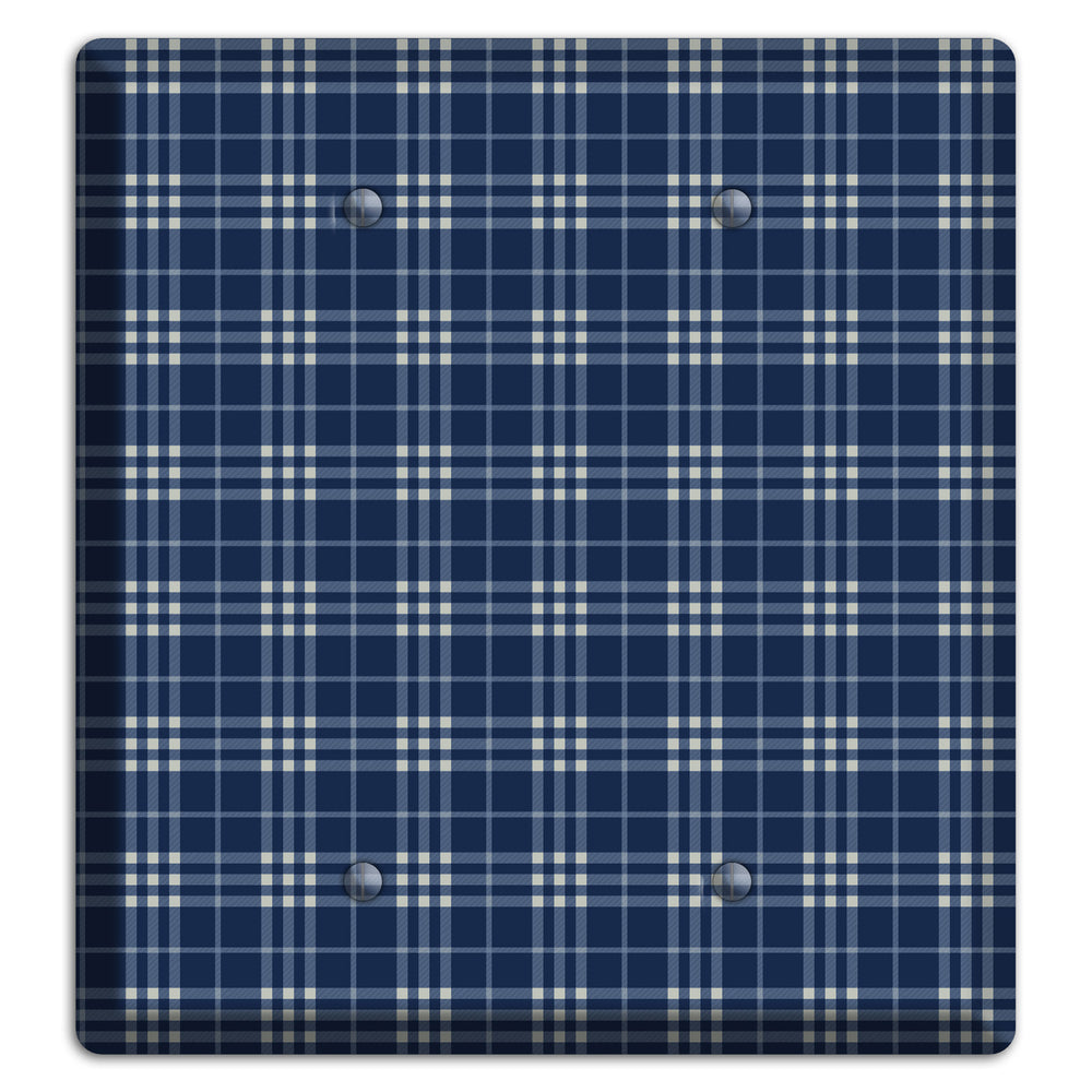 Blue and White Plaid 2 Blank Wallplate