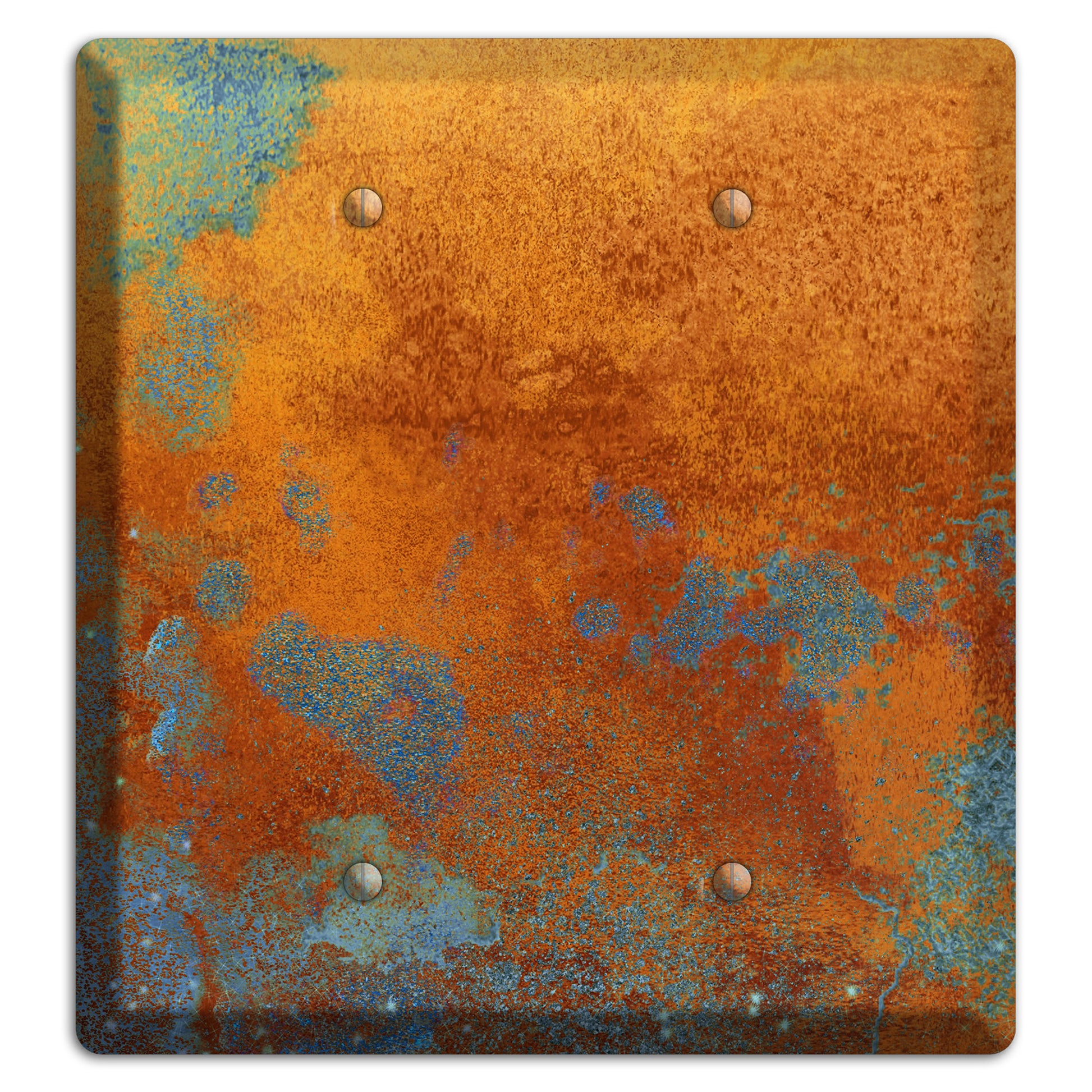 Antique Copper with Blue 2 Blank Wallplate