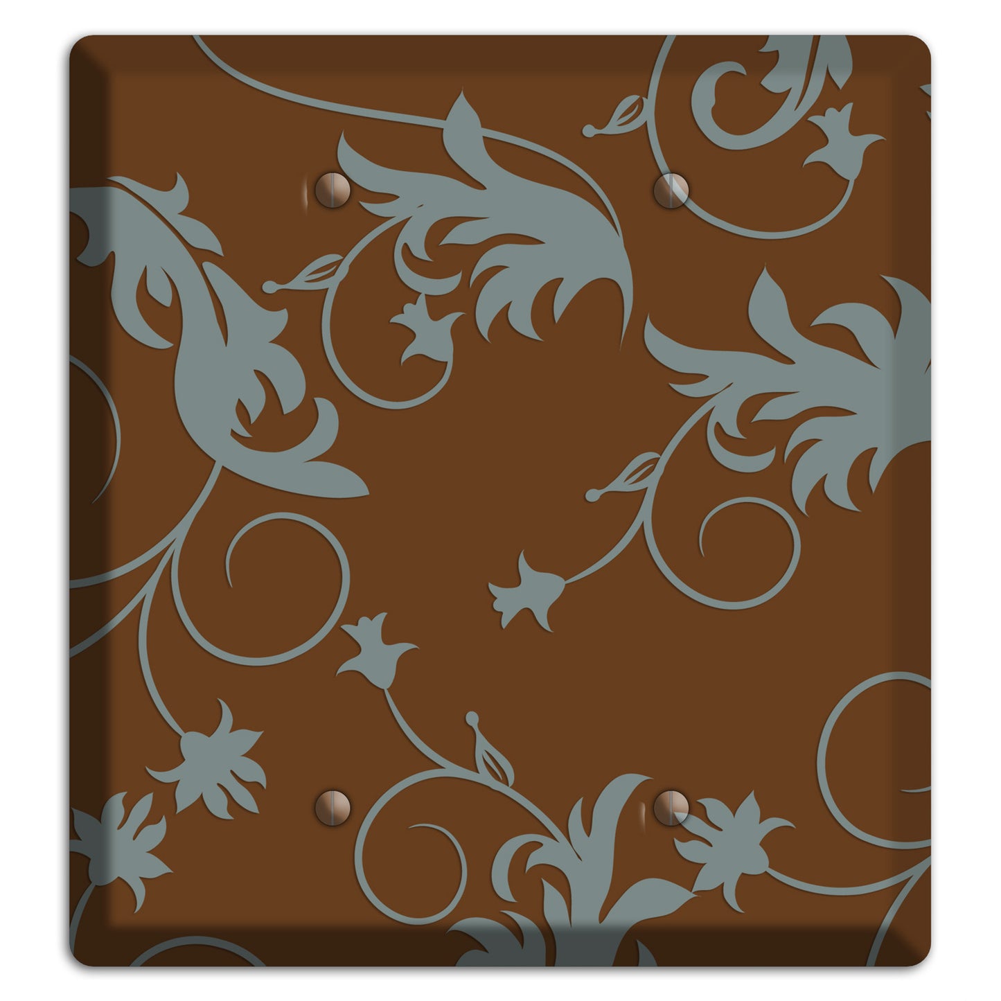 Brown and Grey Victorian Sprig 2 Blank Wallplate