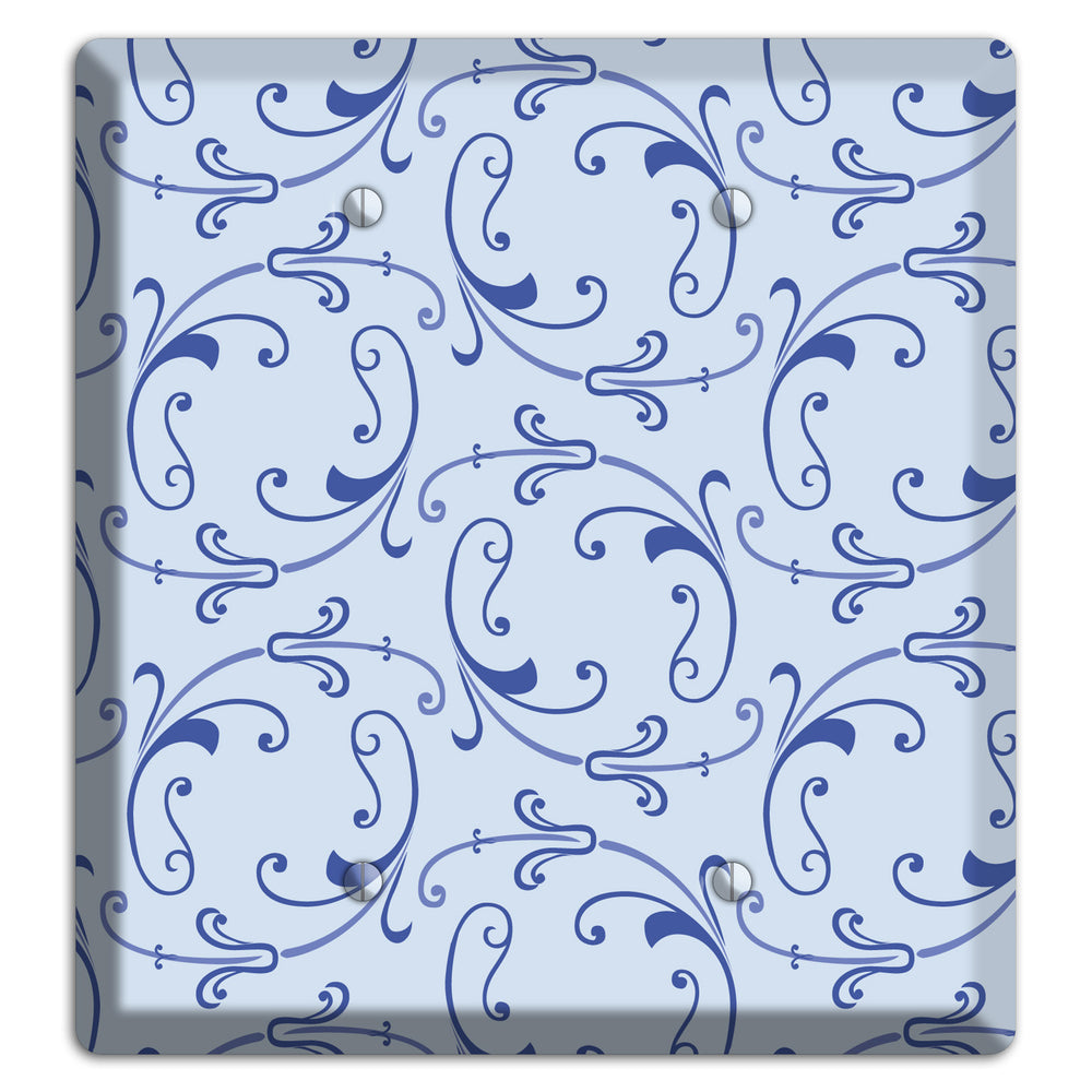 Light Blue Victorian Sprig 2 Blank Wallplate