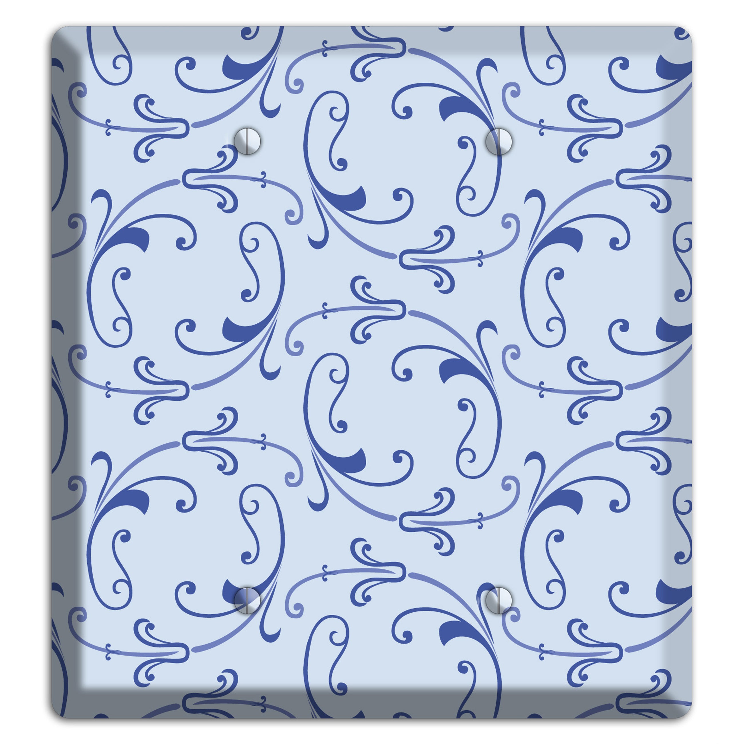 Light Blue Victorian Sprig 2 Blank Wallplate