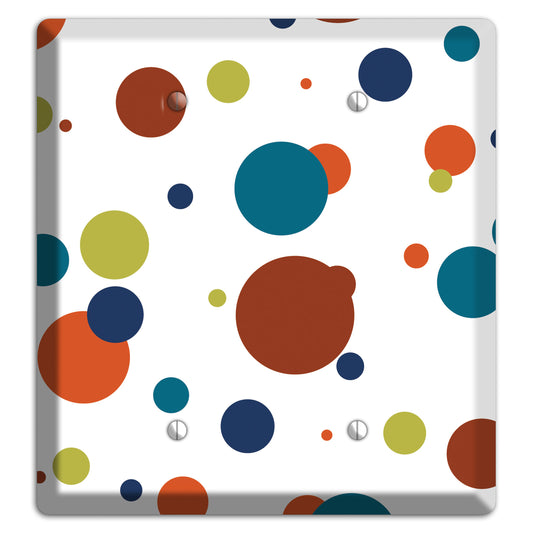 White with Multi Color Medium Dots 2 Blank Wallplate