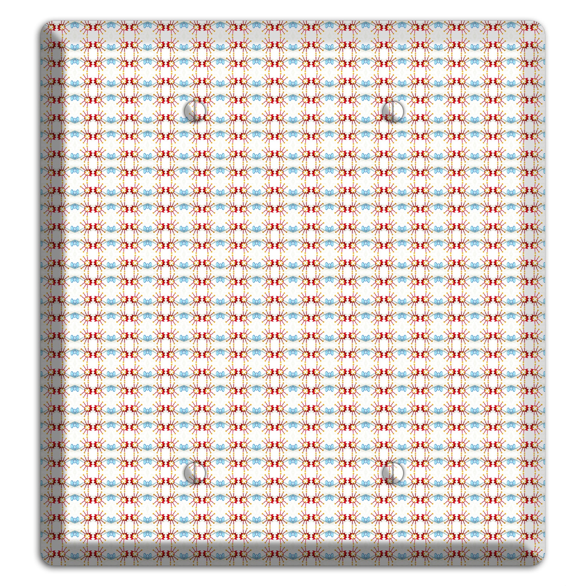 Off White with Red Blue Retro Tapestry 2 Blank Wallplate
