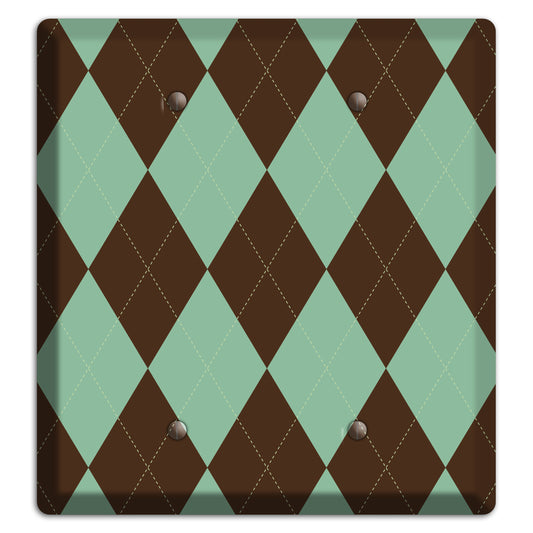 Green and Brown Argyle 2 Blank Wallplate