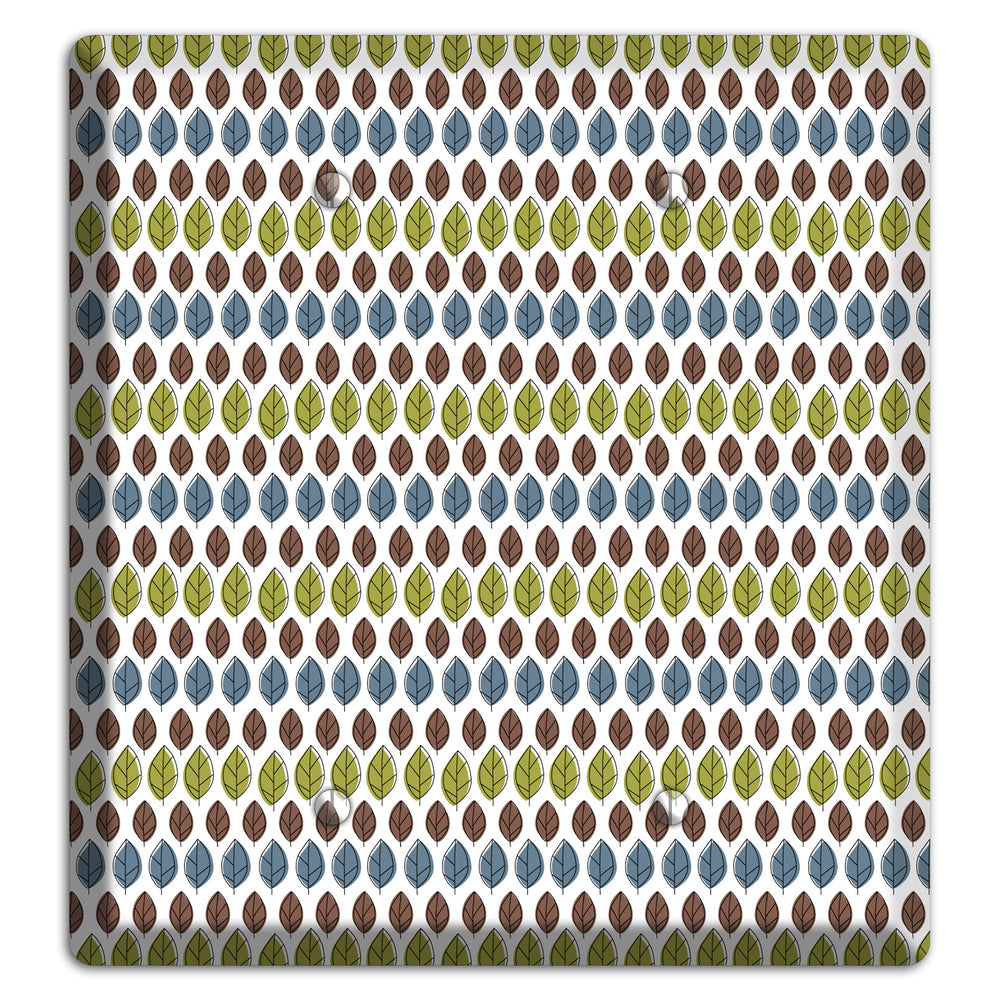 Sage Brown Dusty Blue Leaf Contour 2 Blank Wallplate