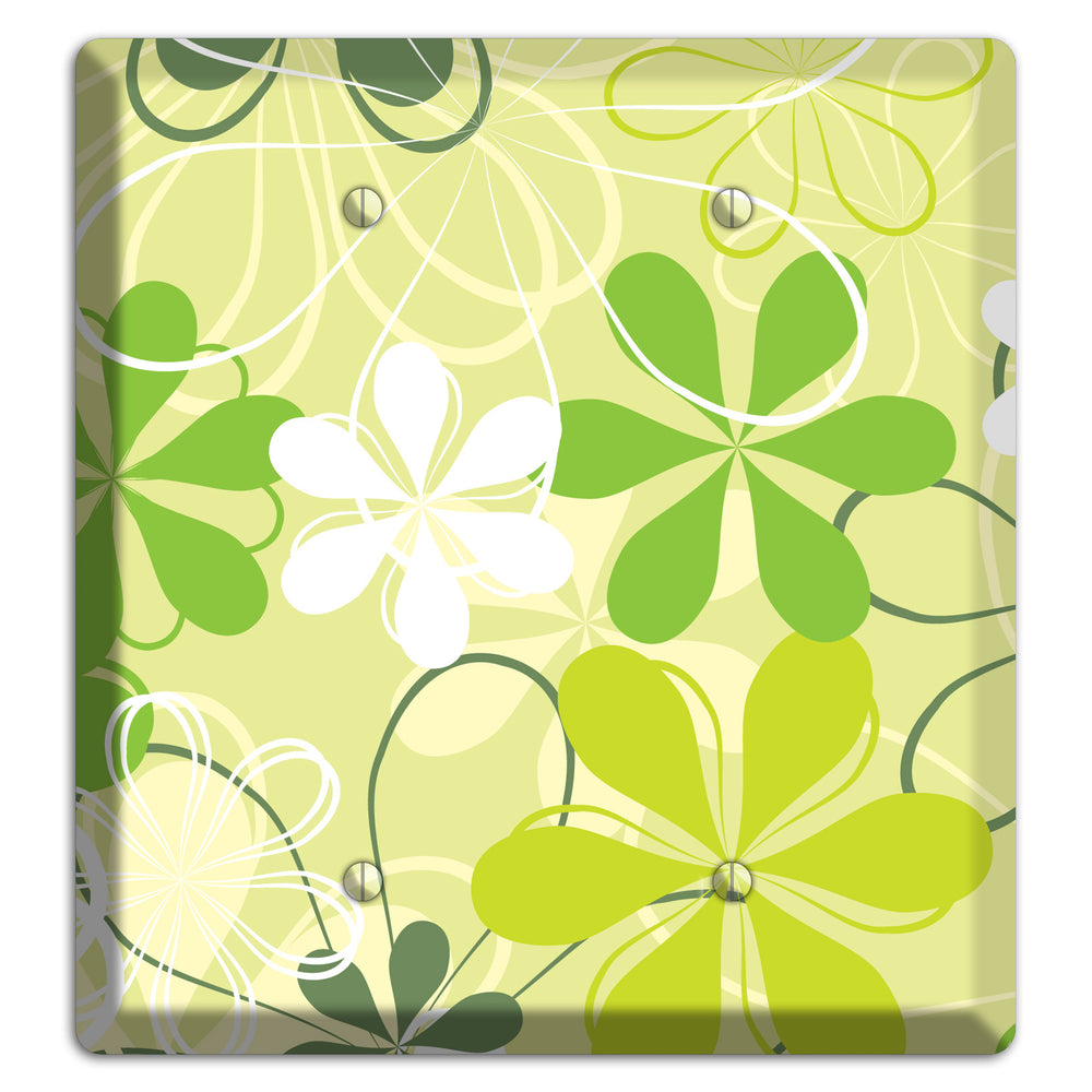 Green Retro Flowers 2 Blank Wallplate