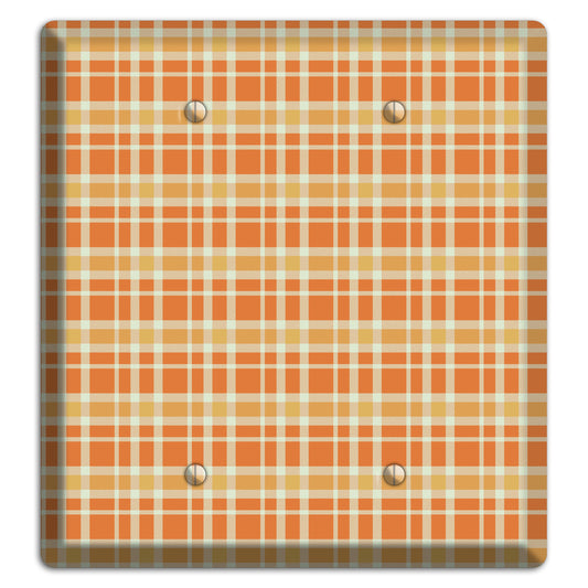Orange and Beige Plaid 2 Blank Wallplate