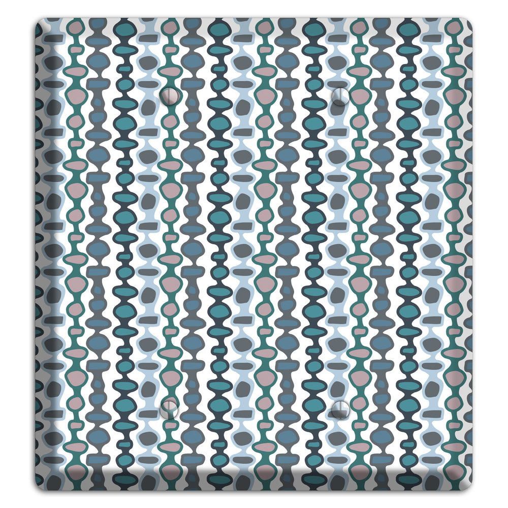 Grey and Multi Blue Bead and Reel 2 Blank Wallplate