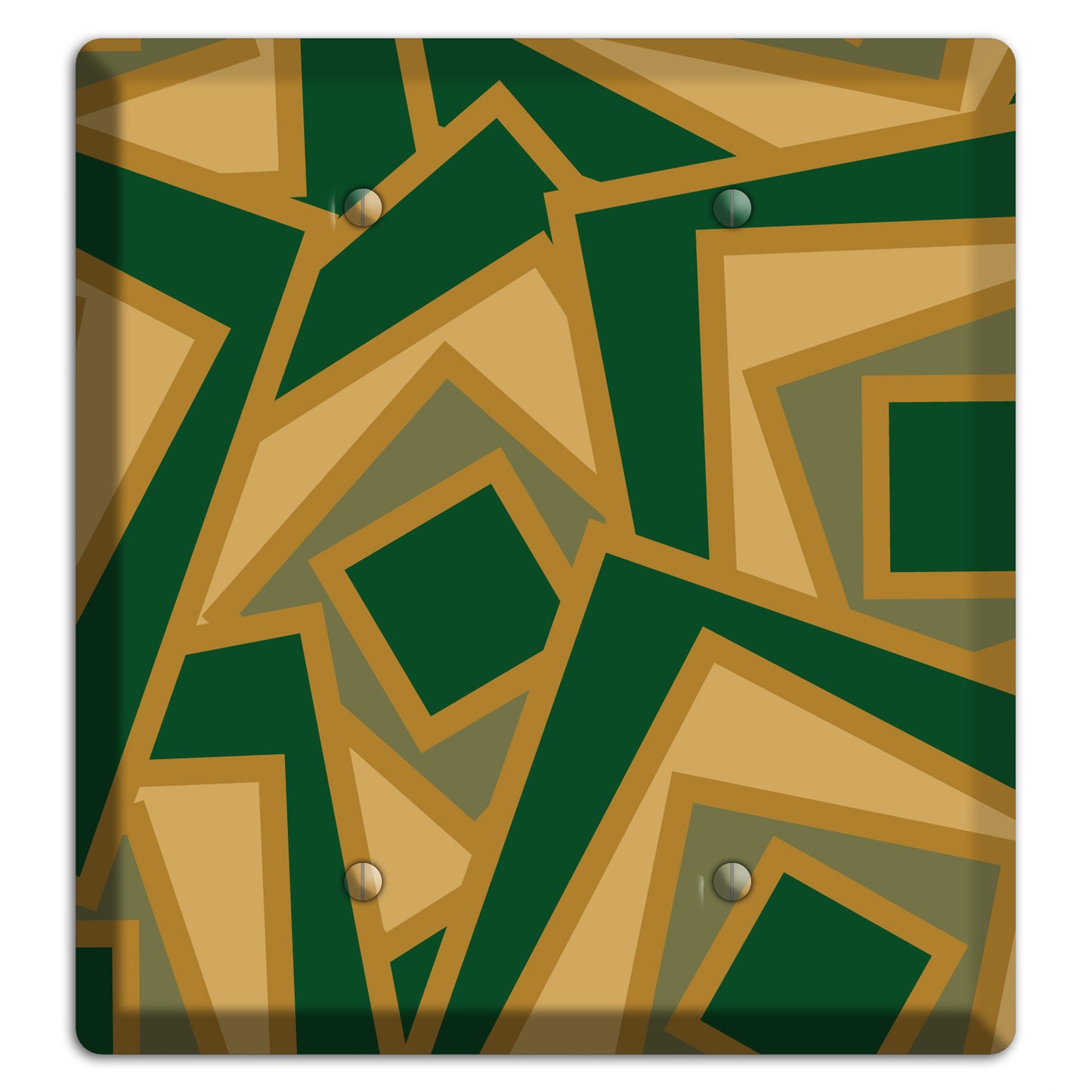 Green and Beige Retro Cubist 2 Blank Wallplate