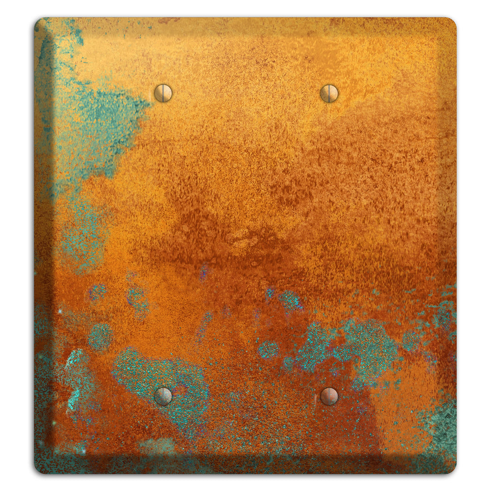 Antique Copper with Green 2 Blank Wallplate