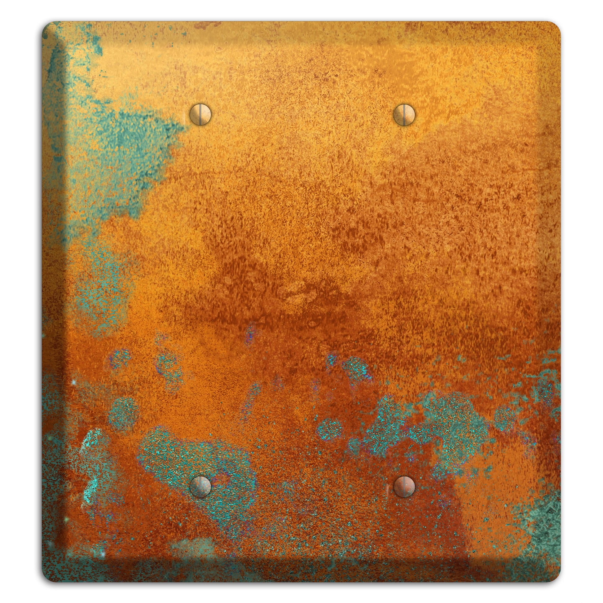 Antique Copper with Green 2 Blank Wallplate