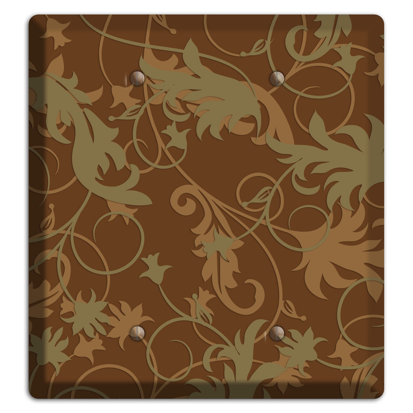 Brown and Olive Victorian Sprig 2 Blank Wallplate