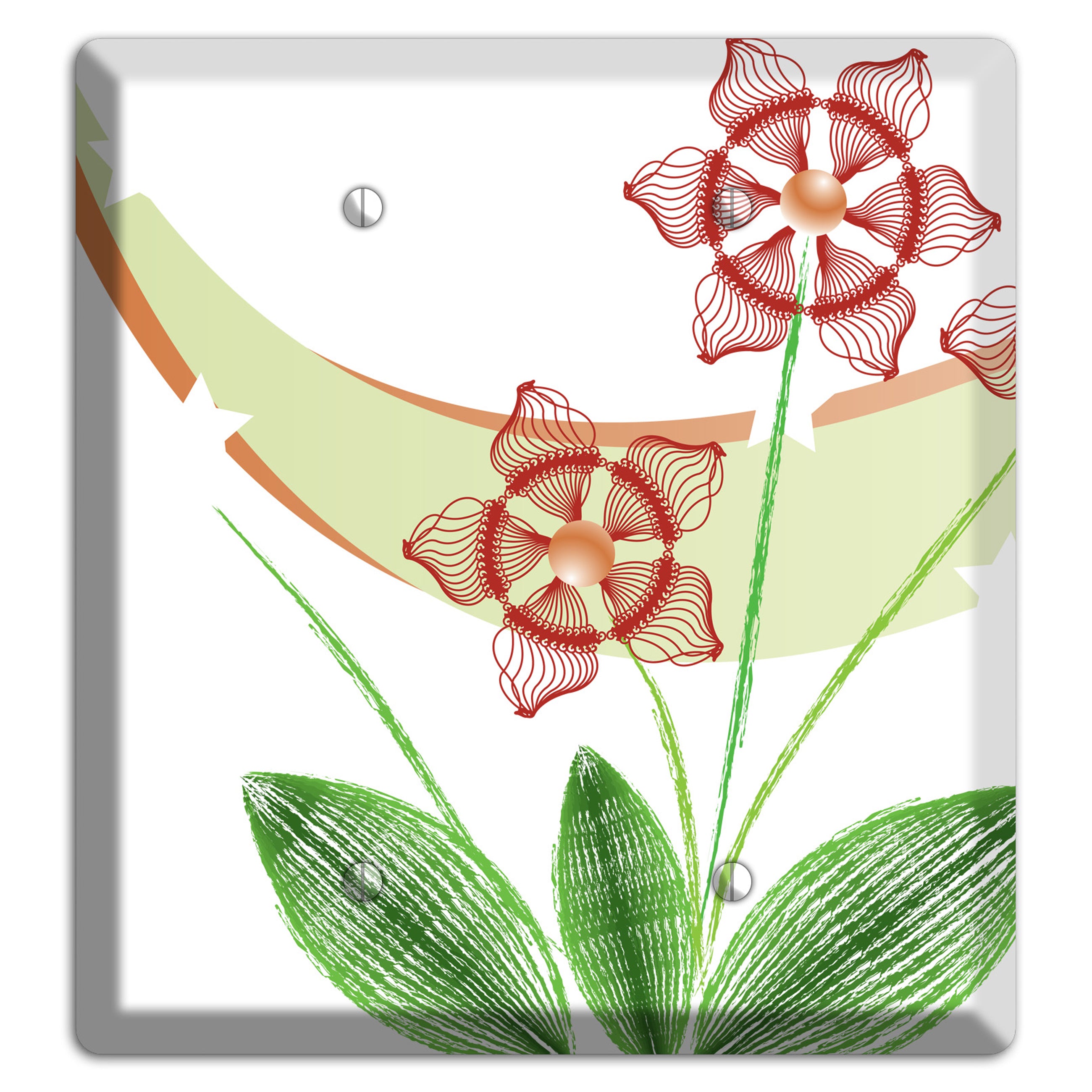 Green Abstract Flowers 2 Blank Wallplate