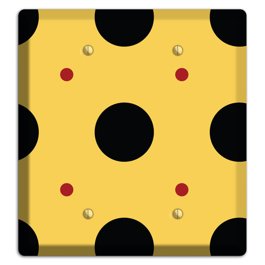 Yellow with Black and Red Multi Tiled Medium Dots 2 Blank Wallplate