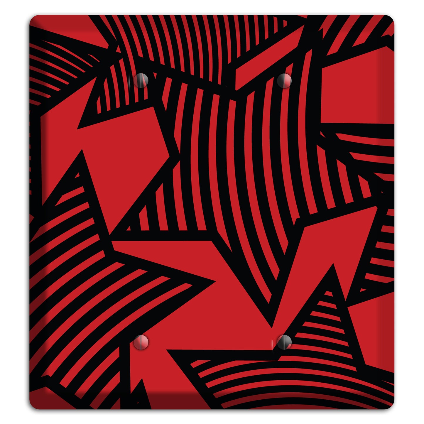 Red with Large Black Stars 2 Blank Wallplate