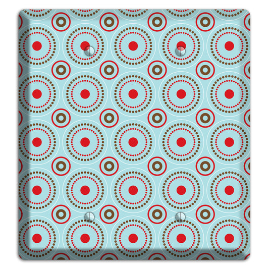 Dusty Blue with Red and Brown Retro Suzani 2 Blank Wallplate