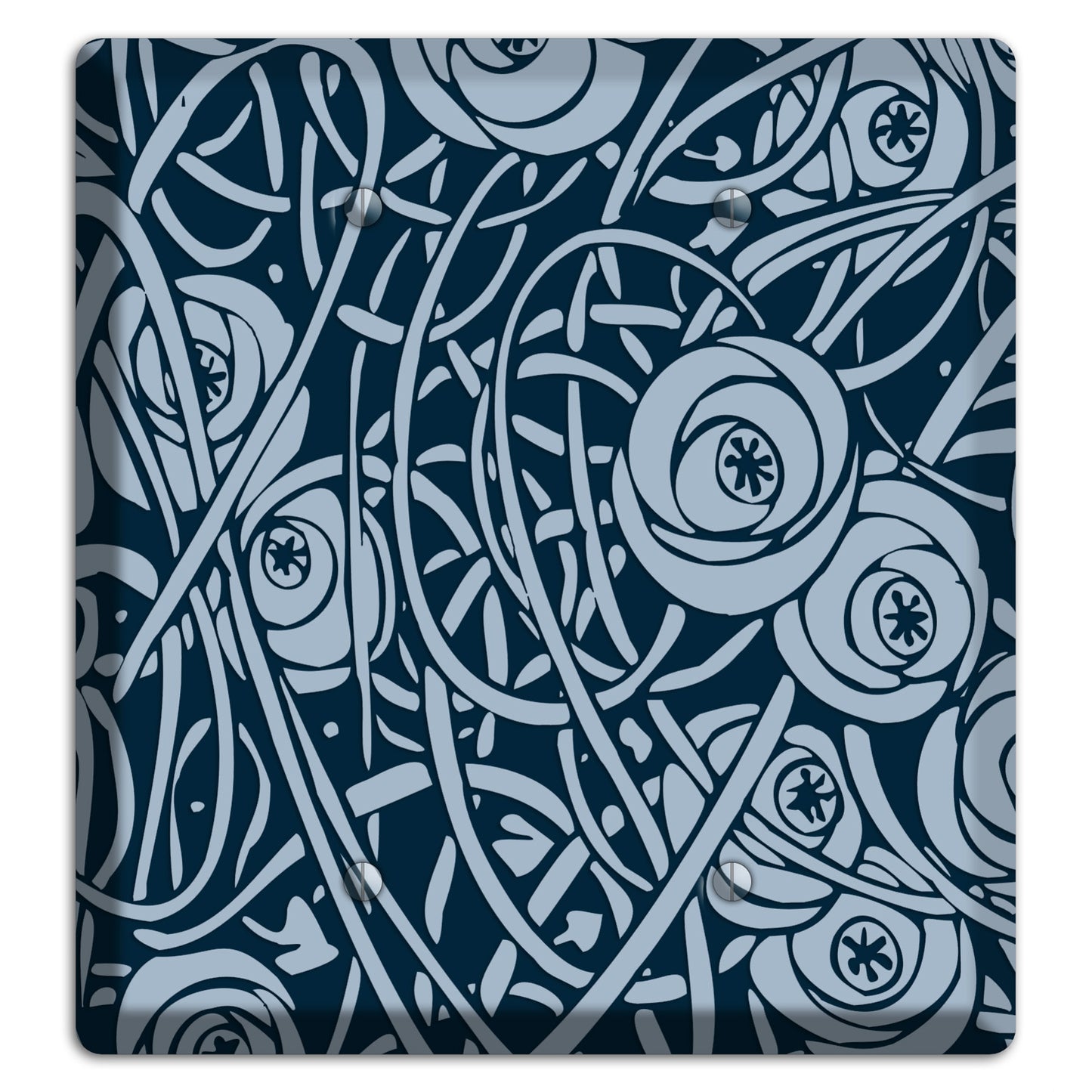 Navy Abstract Floral 2 Blank Wallplate