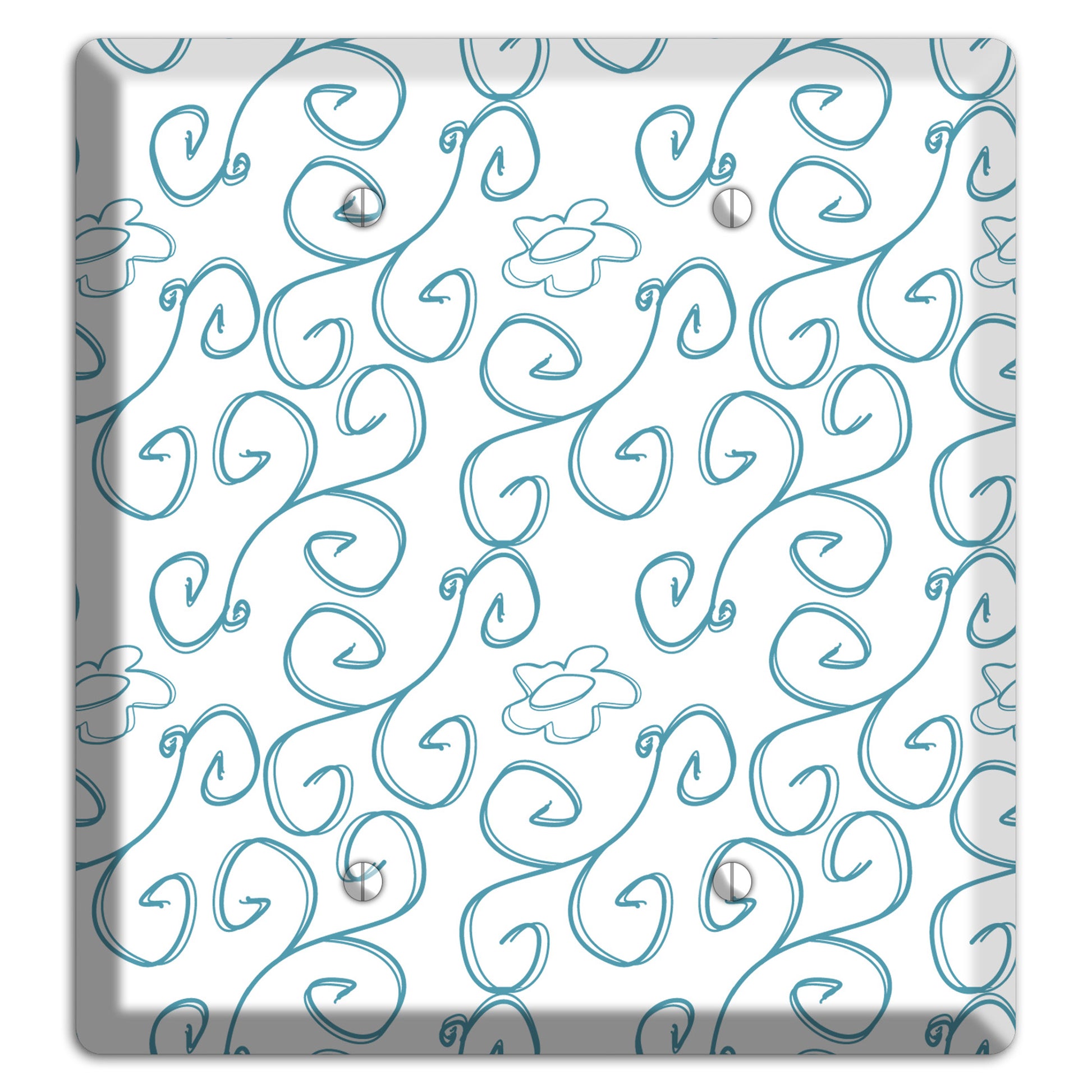 Blue Scroll Flower Contour 2 Blank Wallplate