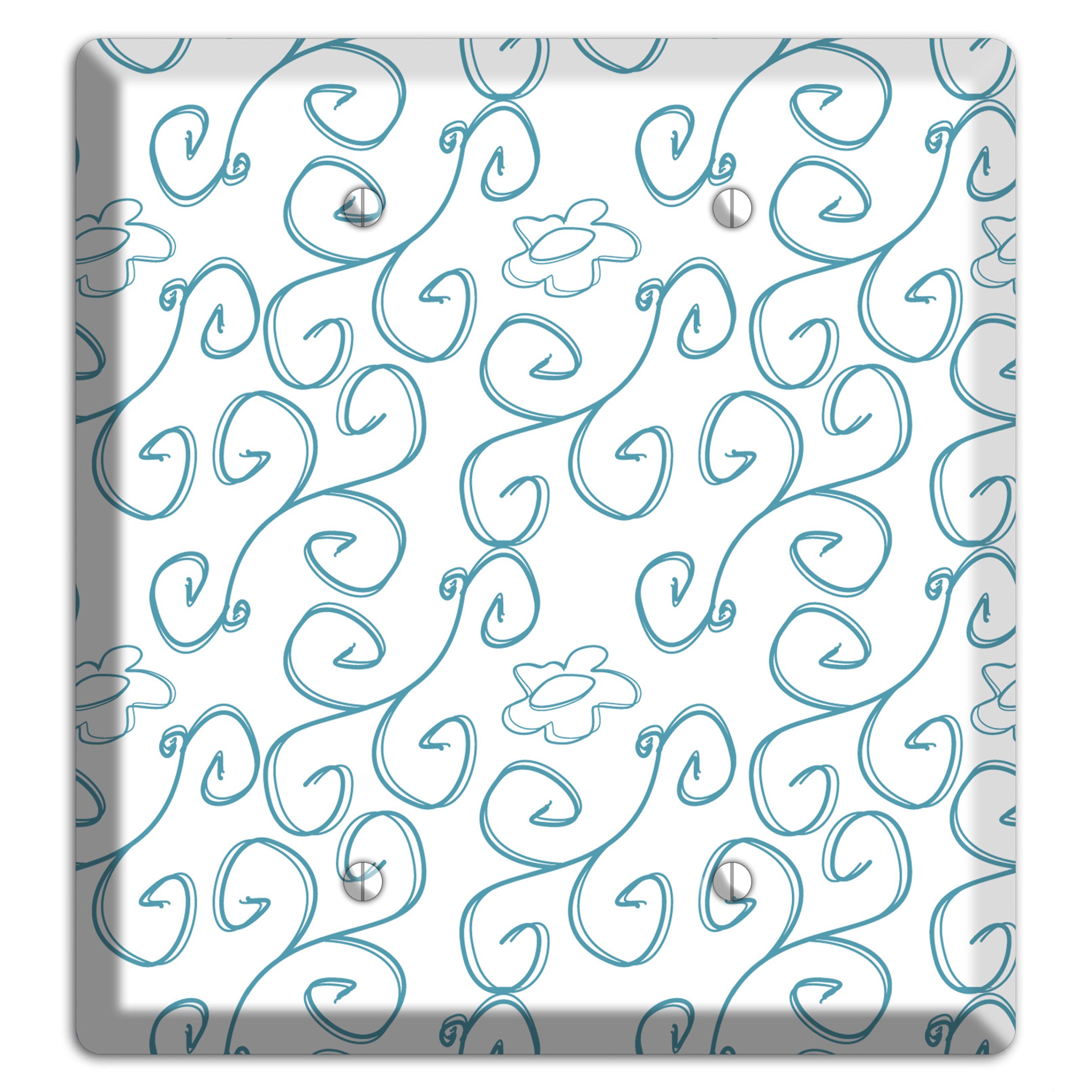 Blue Scroll Flower Contour 2 Blank Wallplate