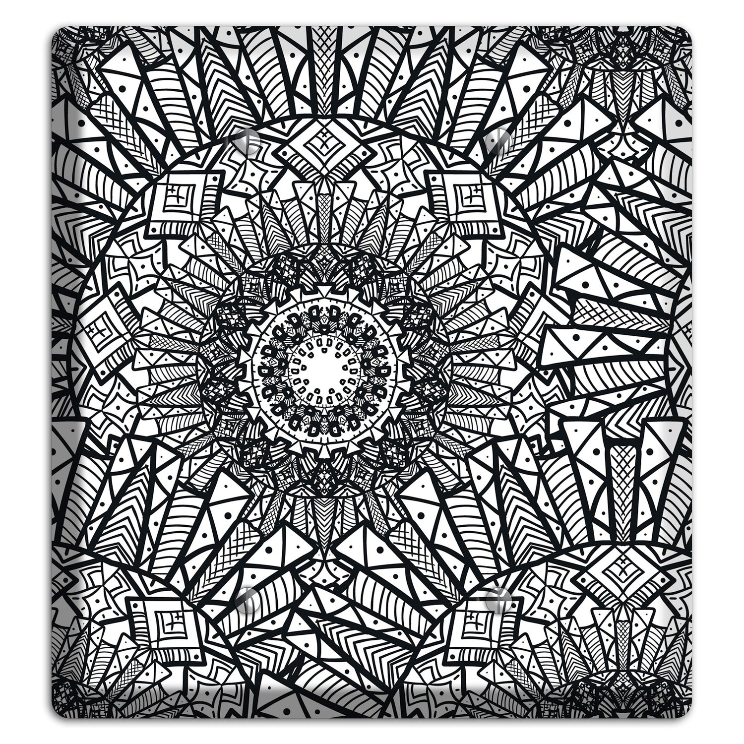 Mandala Black and White Style X Cover Plates 2 Blank Wallplate