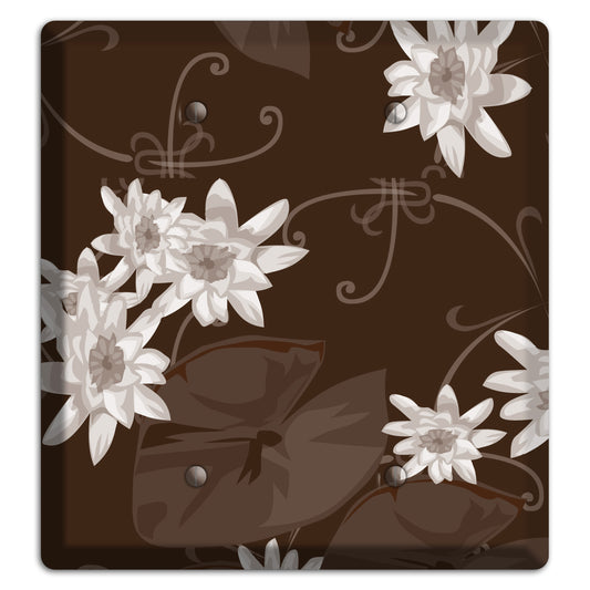 Brown with White Blooms 2 Blank Wallplate