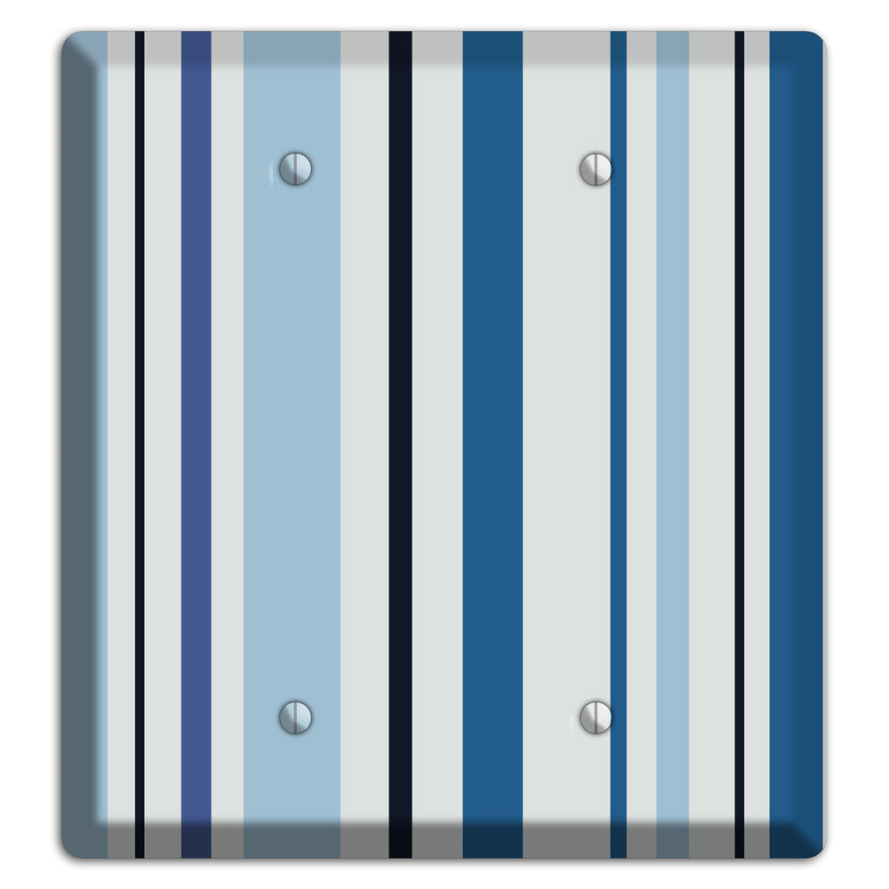 Multi White and Blue Vertical Stripe 2 Blank Wallplate