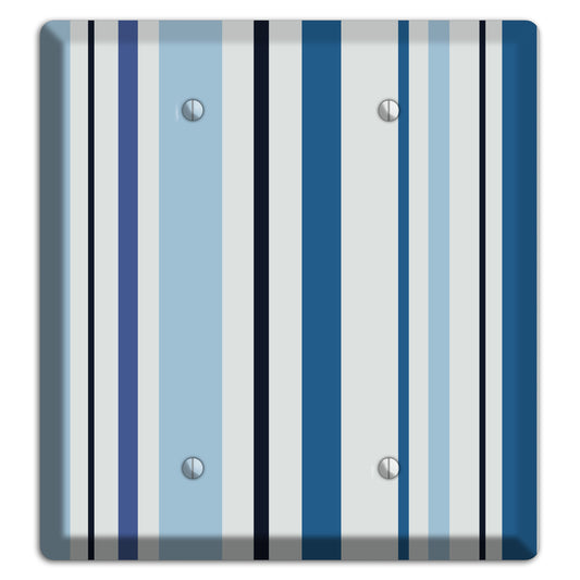 Multi White and Blue Vertical Stripe 2 Blank Wallplate
