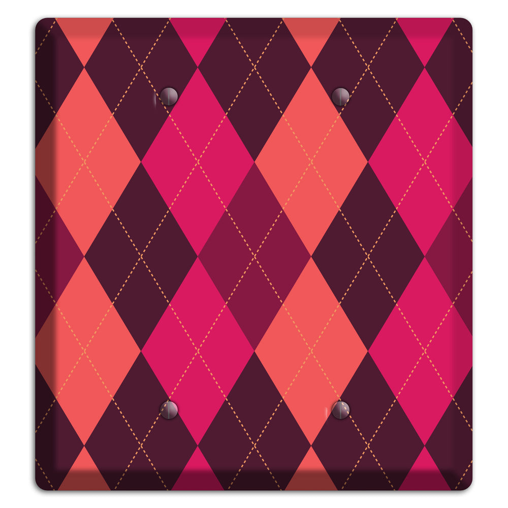 Orange and Pink Argyle 2 Blank Wallplate
