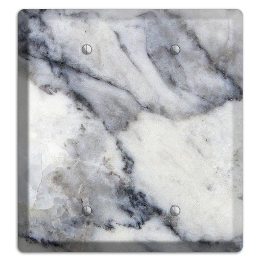 White and Grey Marble 2 Blank Wallplate