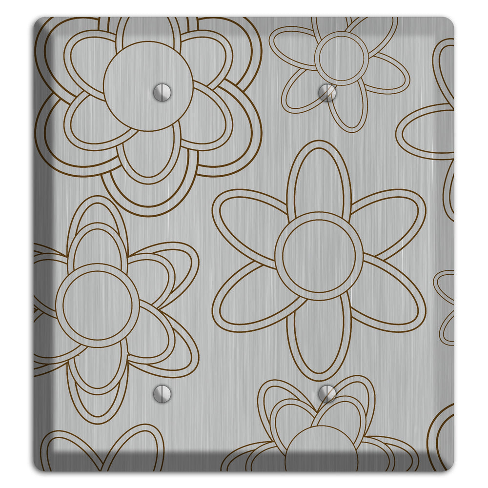Retro Floral Contour Stainless Steel 2 Blank Wallplate