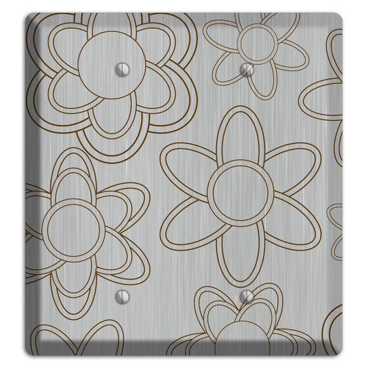 Retro Floral Contour  Stainless 2 Blank Wallplate