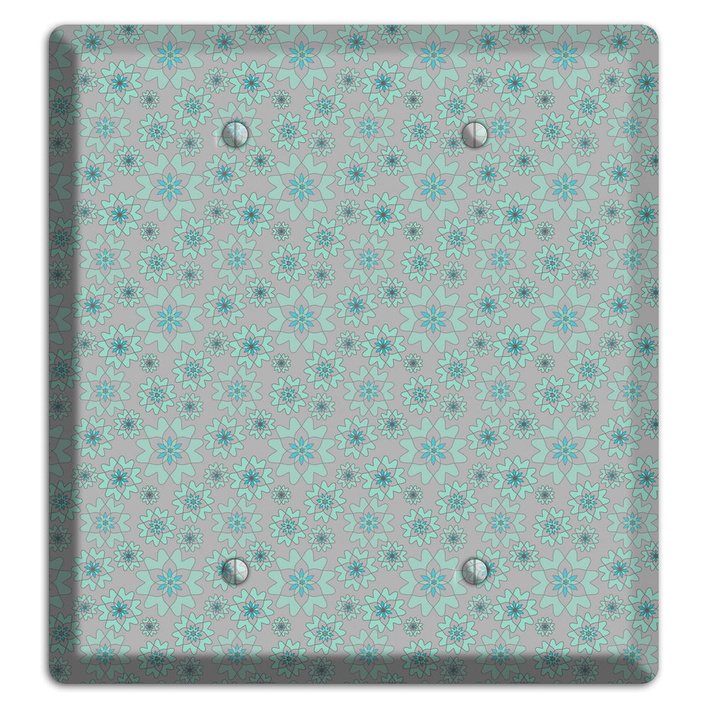 Grey with Tiny Aqua Retro Suzani 2 Blank Wallplate