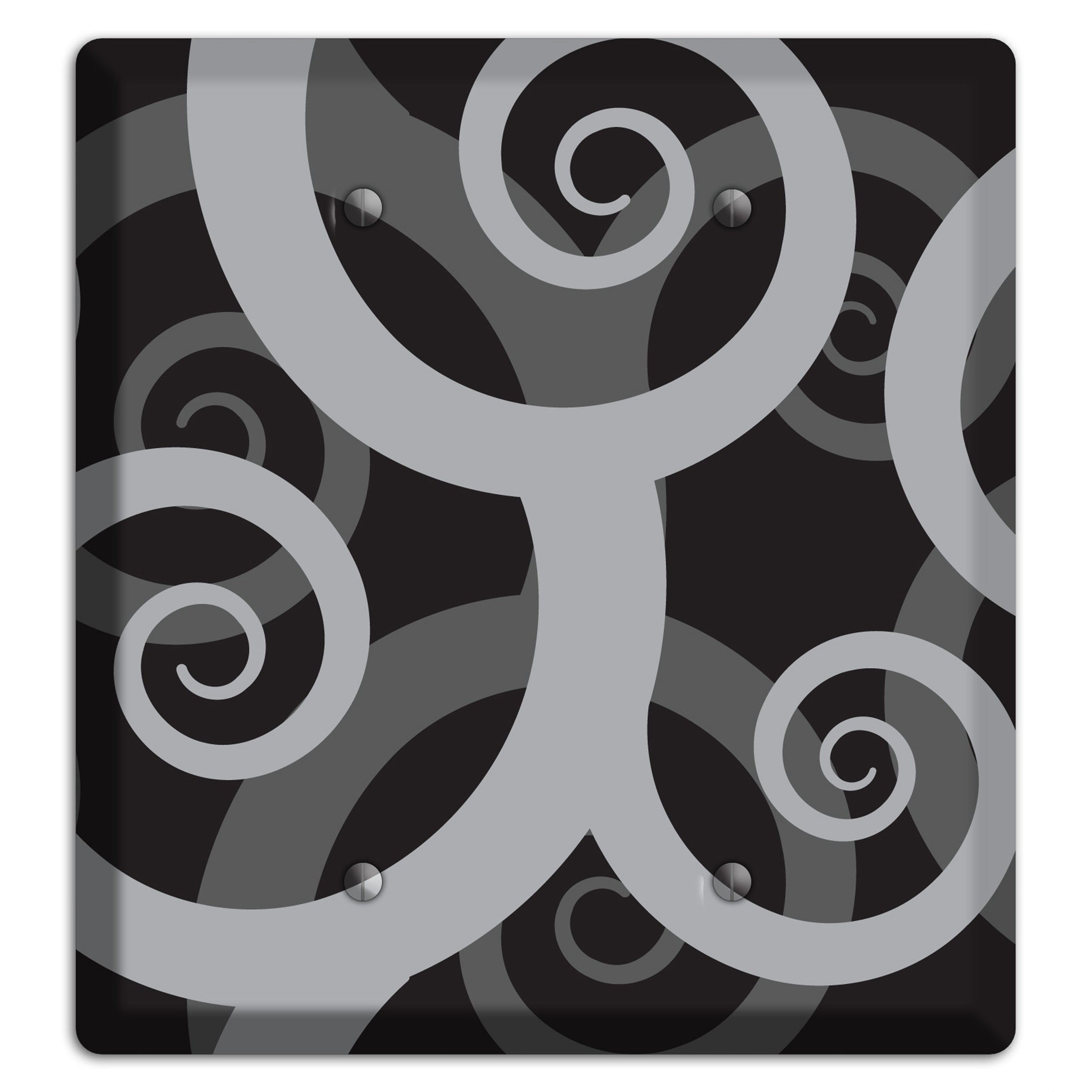 Black with Grey Large Swirl 2 Blank Wallplate