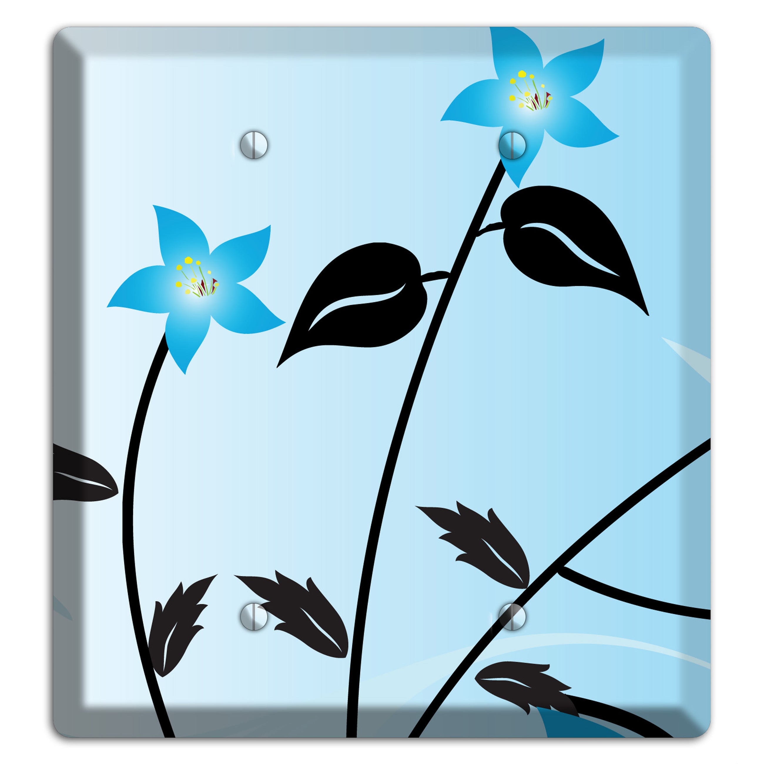 Blue Double Sprig 2 Blank Wallplate