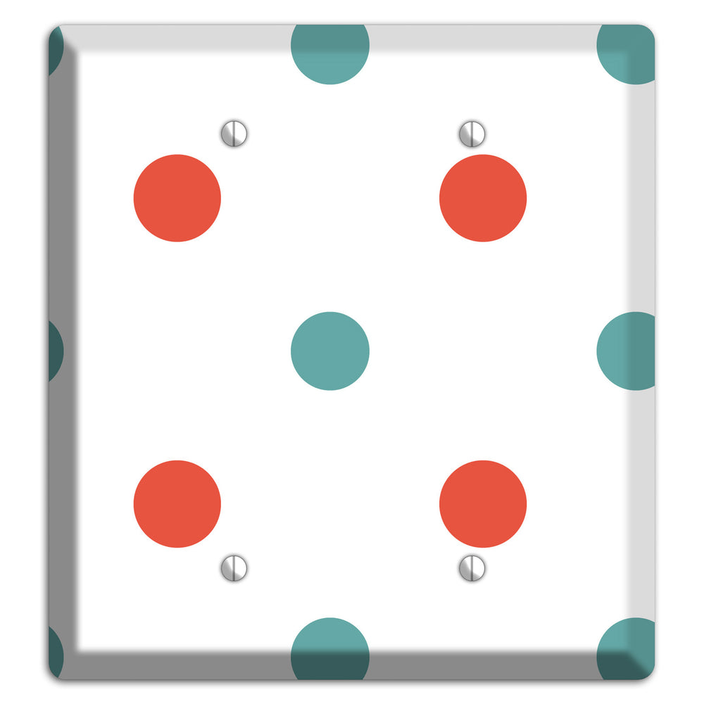 Aqua and Coral Medium Polka Dots 2 Blank Wallplate