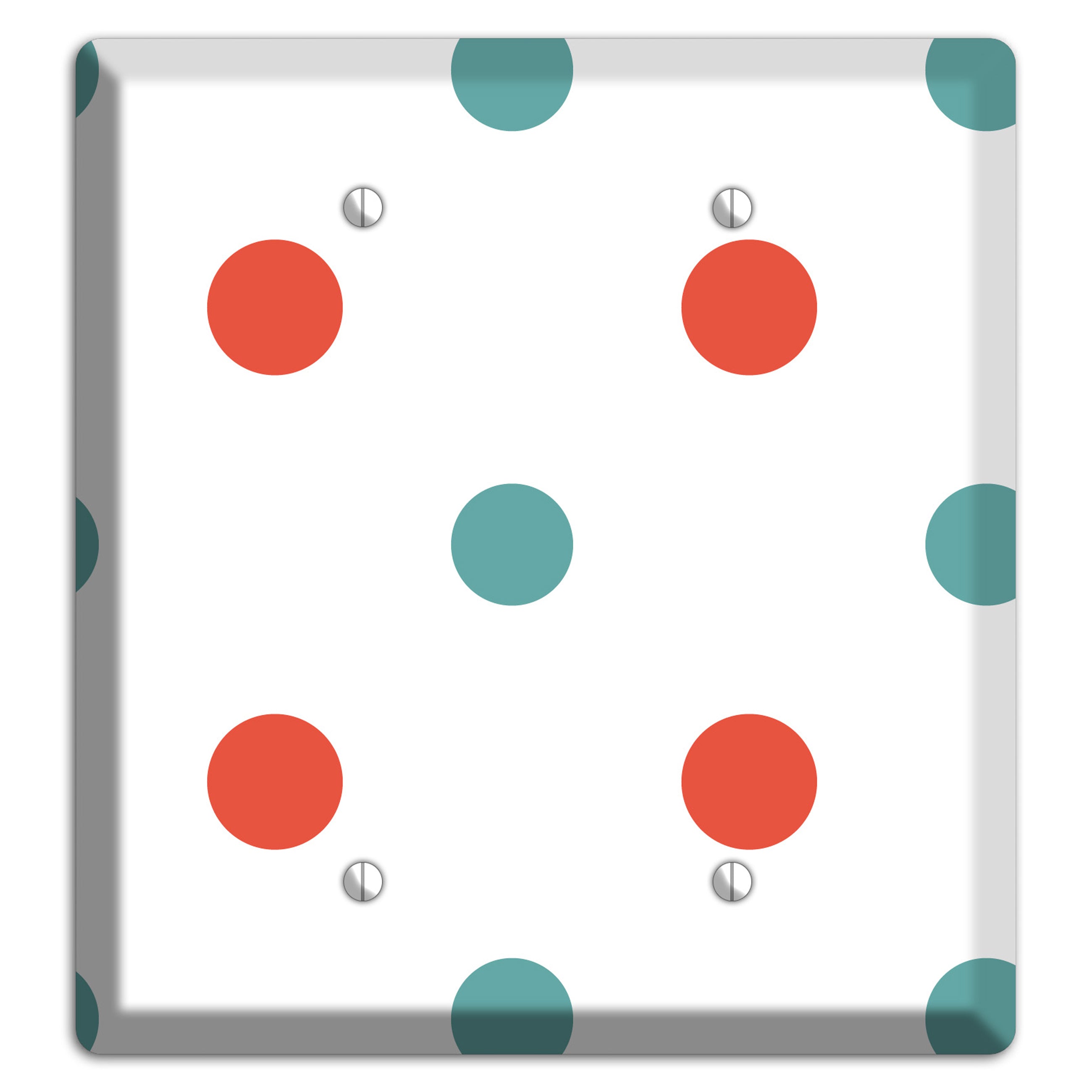 Aqua and Coral Medium Polka Dots 2 Blank Wallplate