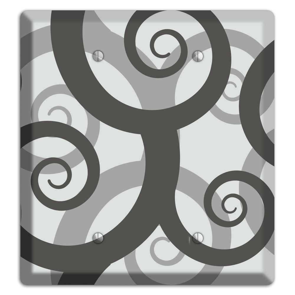 Grey with Black Large Swirl 2 Blank Wallplate