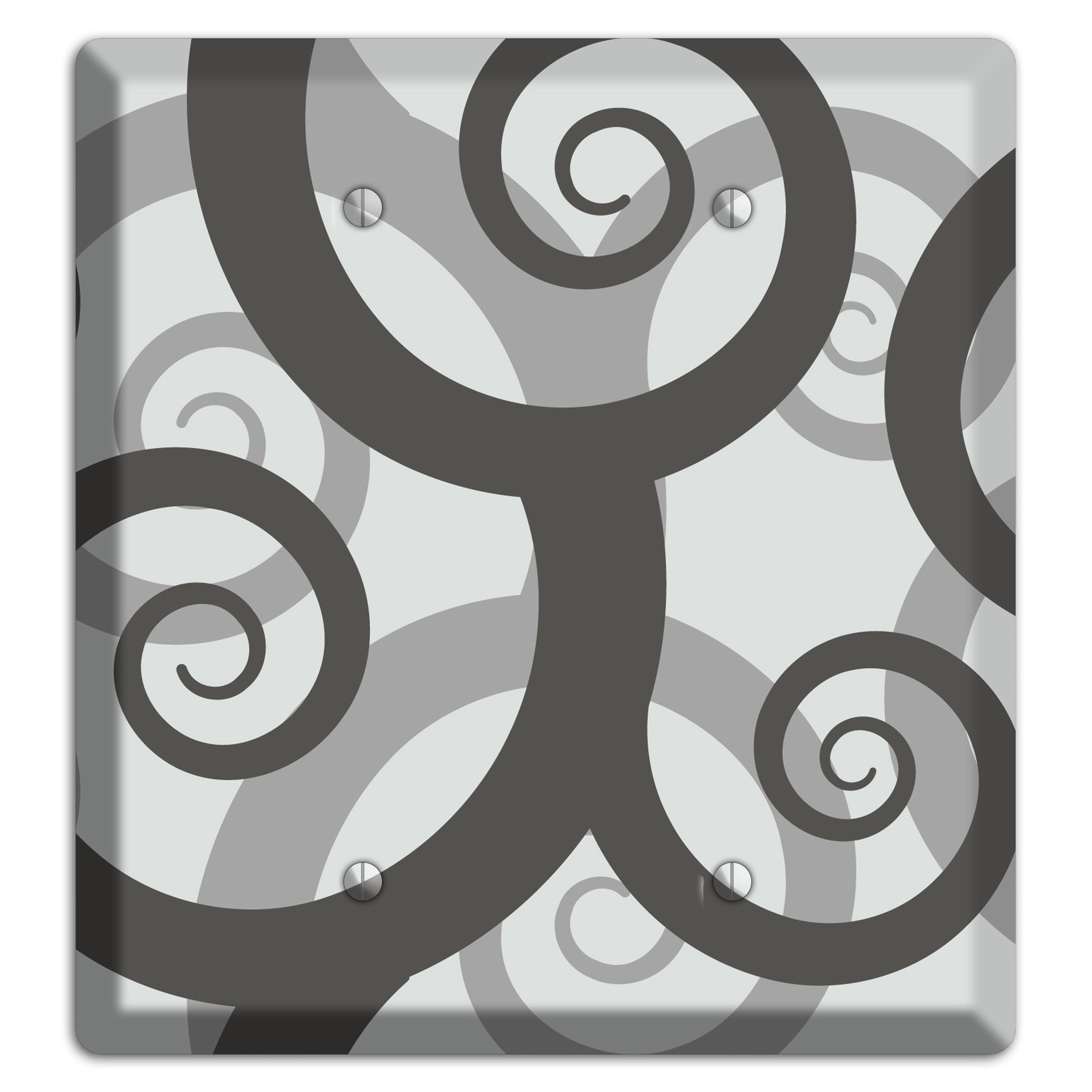Grey with Black Large Swirl 2 Blank Wallplate