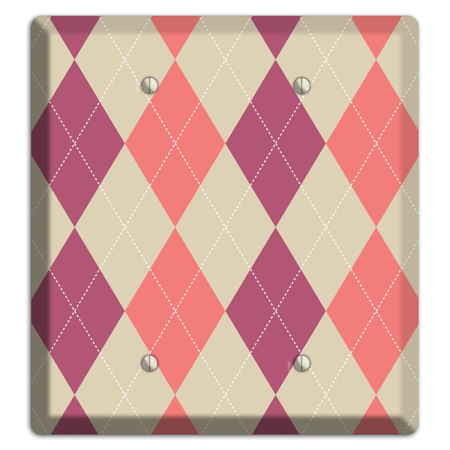 Pink and Tan Argyle 2 Blank Wallplate