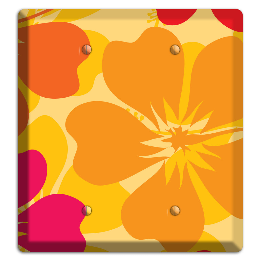 Orange Retro Flowers 2 2 Blank Wallplate