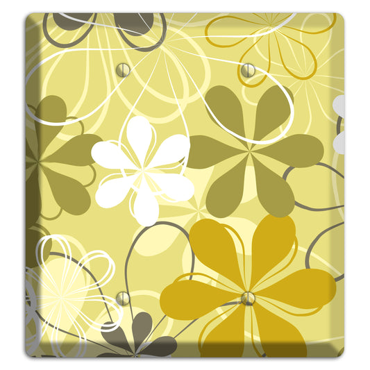 Olive Retro Flowers 2 Blank Wallplate